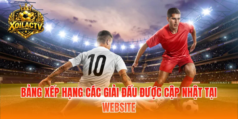 Bảng xếp hạng các giải đấu được cập nhật tại website